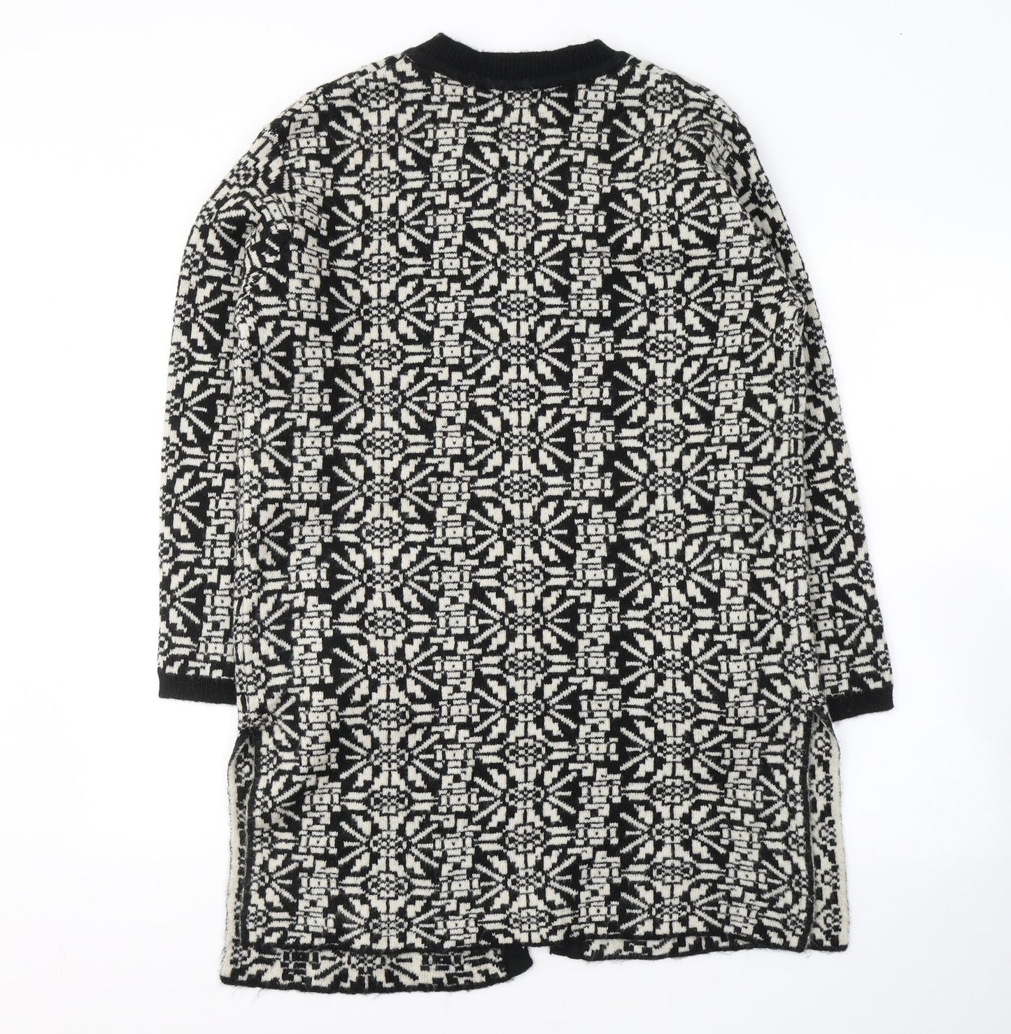 Per Una Womens Black V-Neck Geometric Acrylic Cardigan Jumper Size S