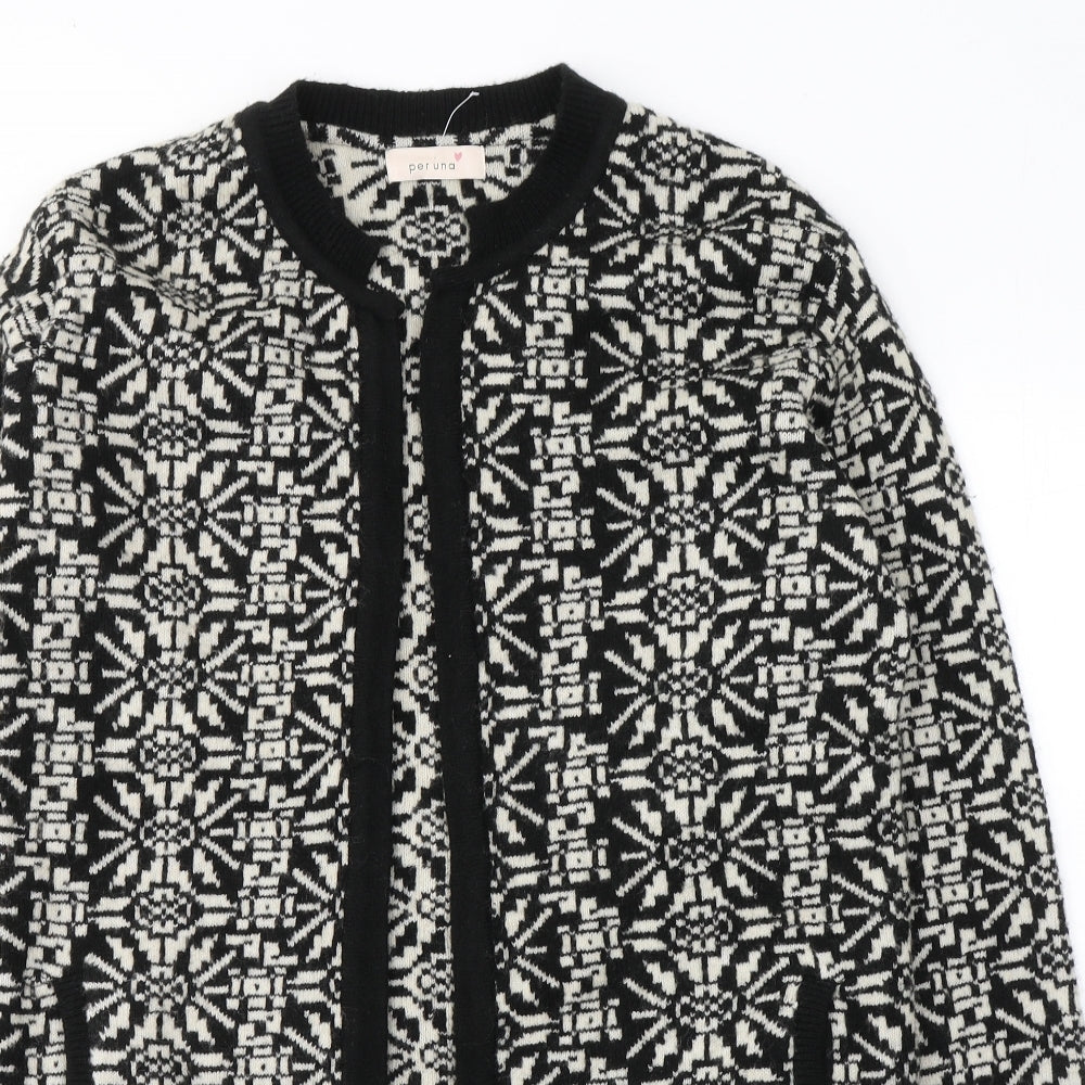 Per Una Womens Black V-Neck Geometric Acrylic Cardigan Jumper Size S