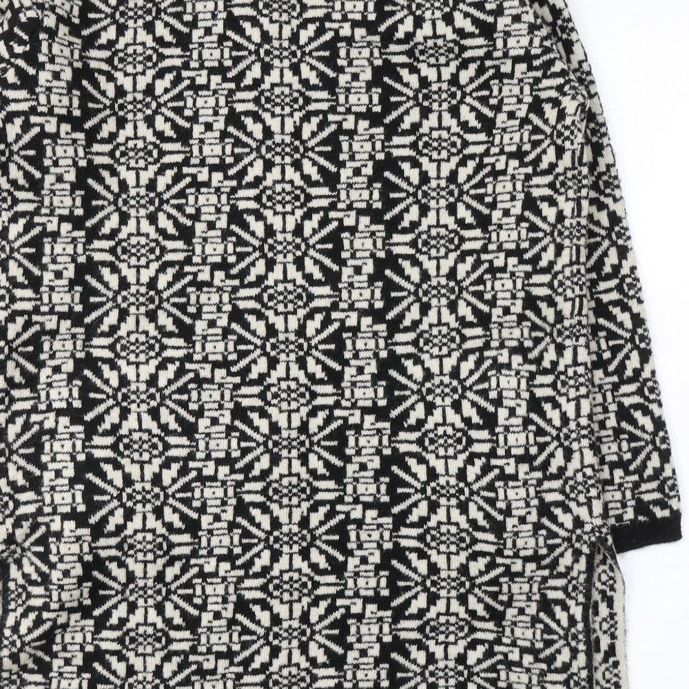 Per Una Womens Black V-Neck Geometric Acrylic Cardigan Jumper Size S
