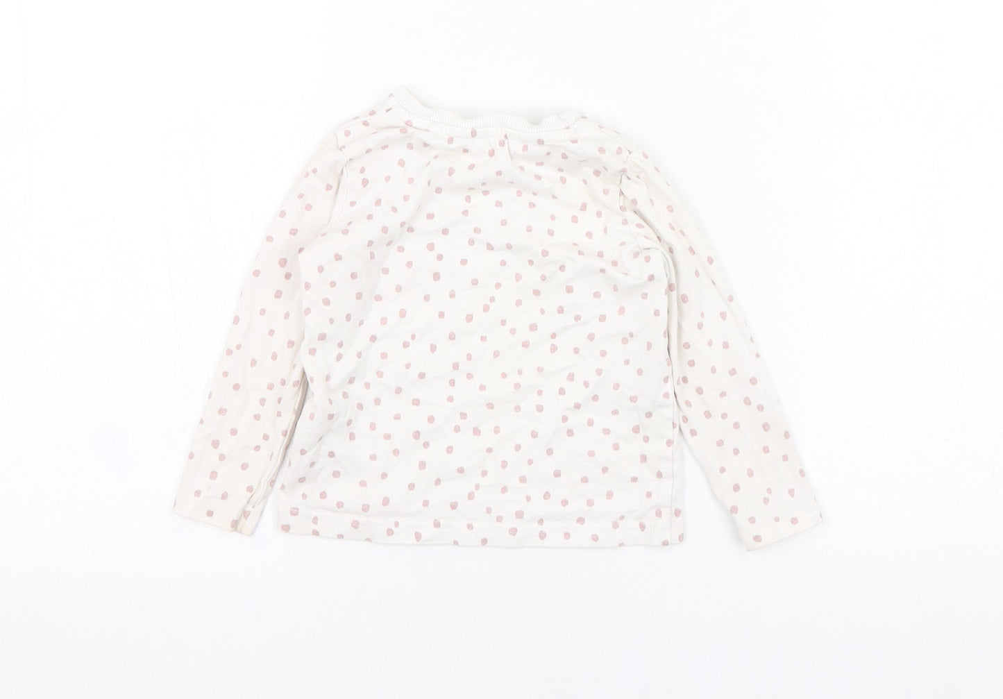 George Girls Ivory Polka Dot Cotton Basic T-Shirt Size 18-24 Months Round Neck Pullover