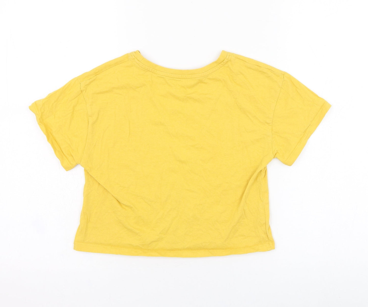 Primark Girls Yellow  Polyester Basic T-Shirt Size 11-12 Years Round Neck Pullover - You've got this