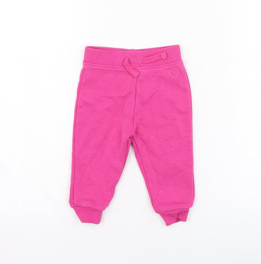 Dunnes Stores Girls Pink  Cotton Jogger Trousers Size 6-9 Months  Pullover