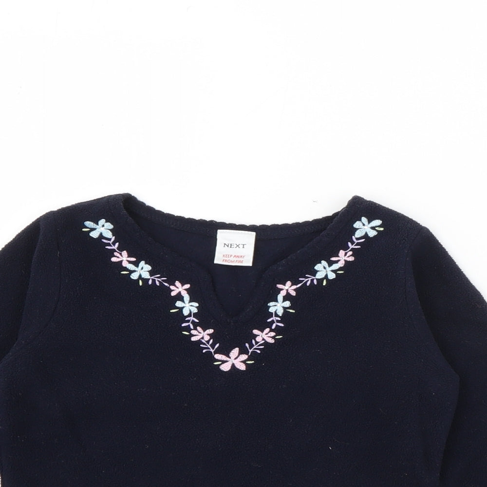 NEXT Girls Blue V-Neck  Polyester Pullover Jumper Size 4 Years
