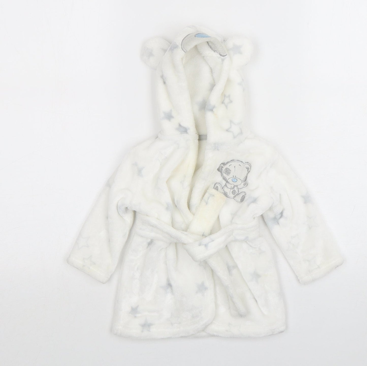 George Girls White Geometric Polyester Kimono Gown Size 3-6 Months  Tie