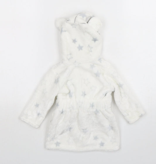 George Girls White Geometric Polyester Kimono Gown Size 3-6 Months  Tie