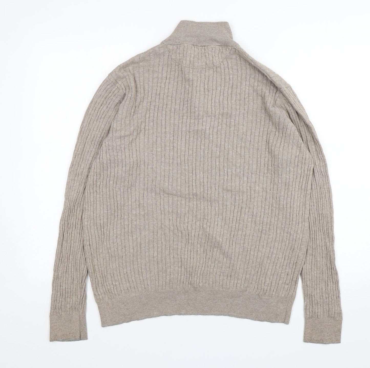 Collezione Womens Beige Mock Neck  Cotton Pullover Jumper Size M
