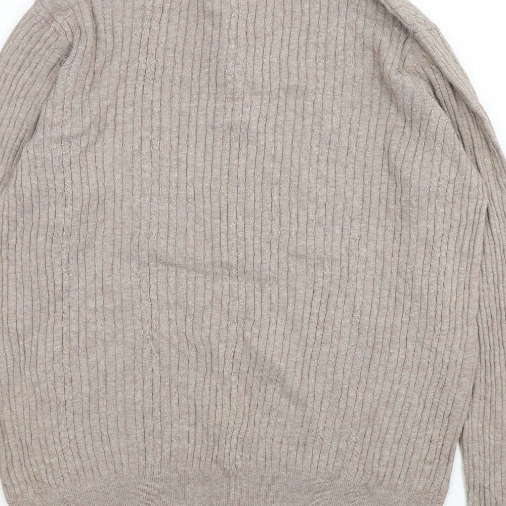 Collezione Womens Beige Mock Neck  Cotton Pullover Jumper Size M
