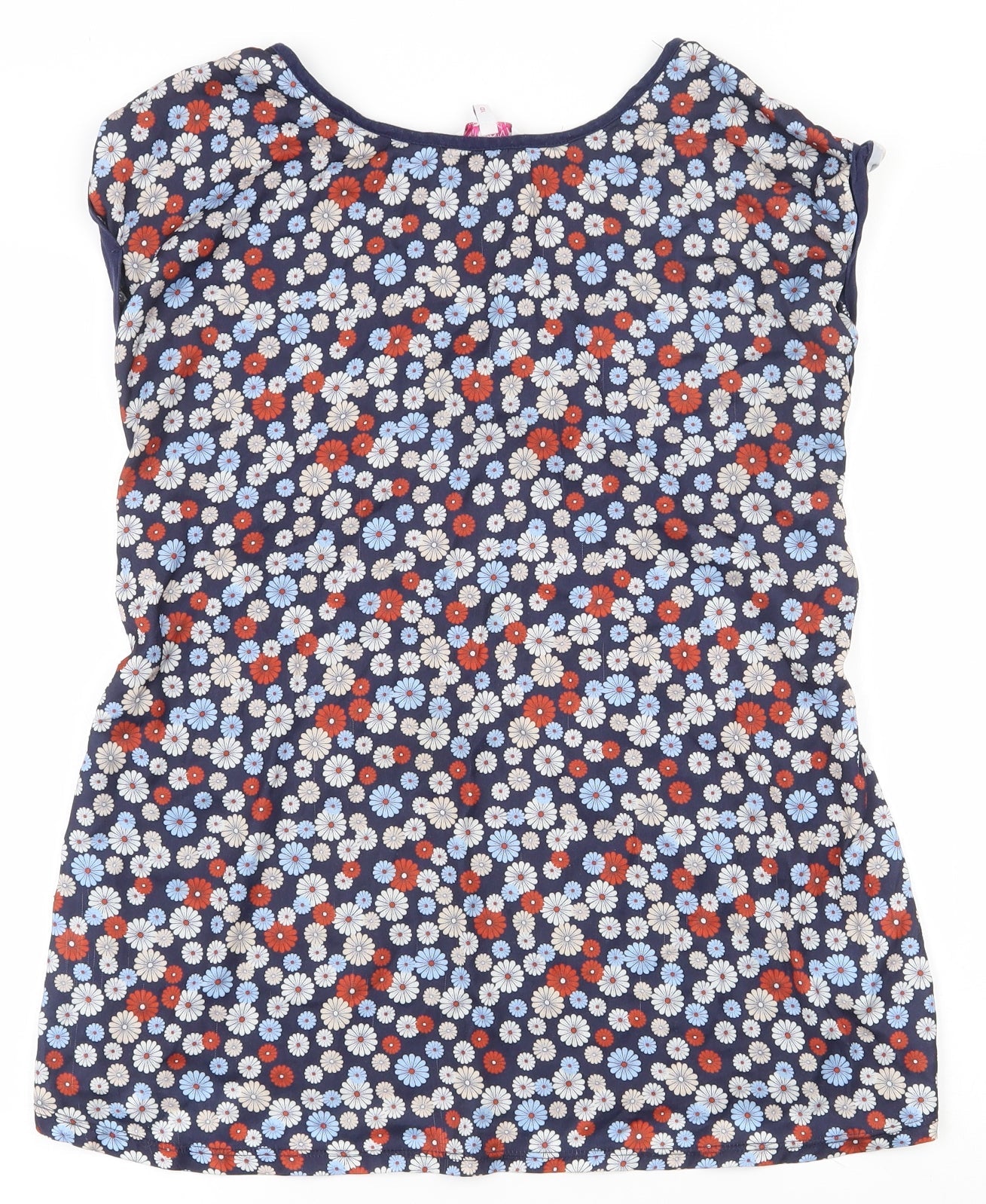 Red Herring Womens Blue Floral Polyester Basic T-Shirt Size 10 Round Neck