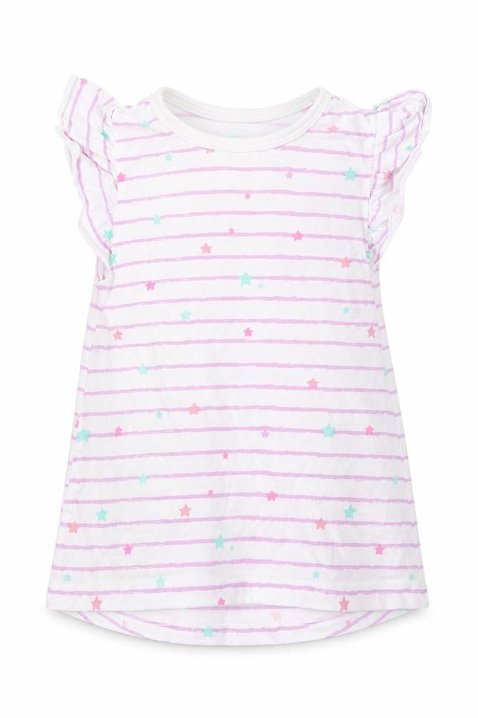 Dunnes Girls Purple Striped 100% Cotton Basic T-Shirt Size 12-18 Months Round Neck Pullover