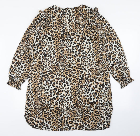 L'Atelier du Vin Womens Brown Animal Print Polyester A-Line  Size S  V-Neck Pullover