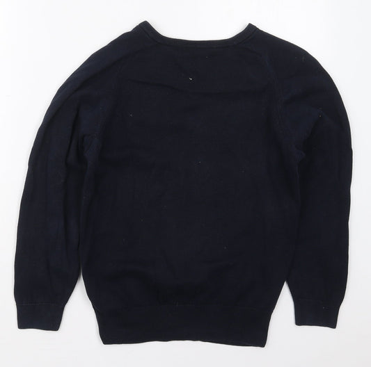 Trutex Mens Blue V-Neck  Cotton Pullover Jumper Size XS