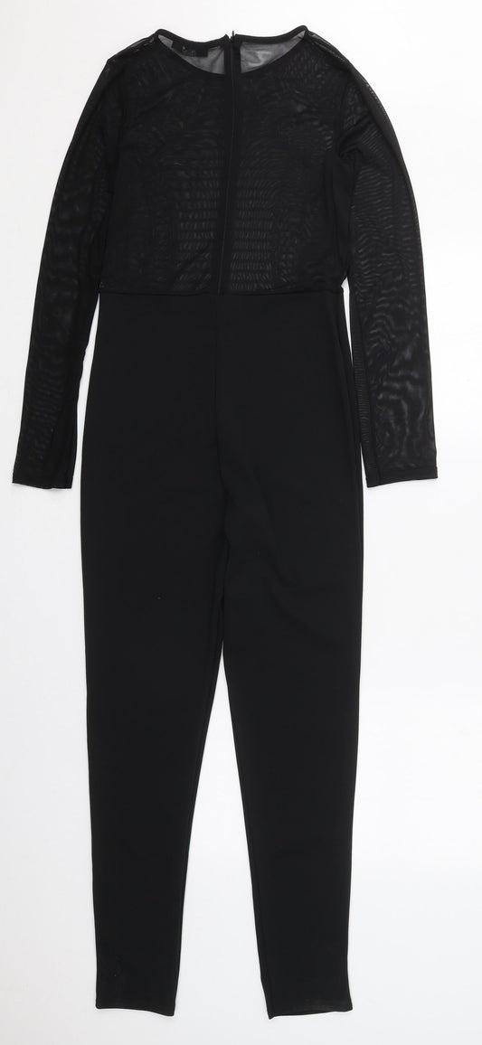 IX London Womens Black Striped Polyester Jumpsuit One-Piece Size 8 L27 in Zip