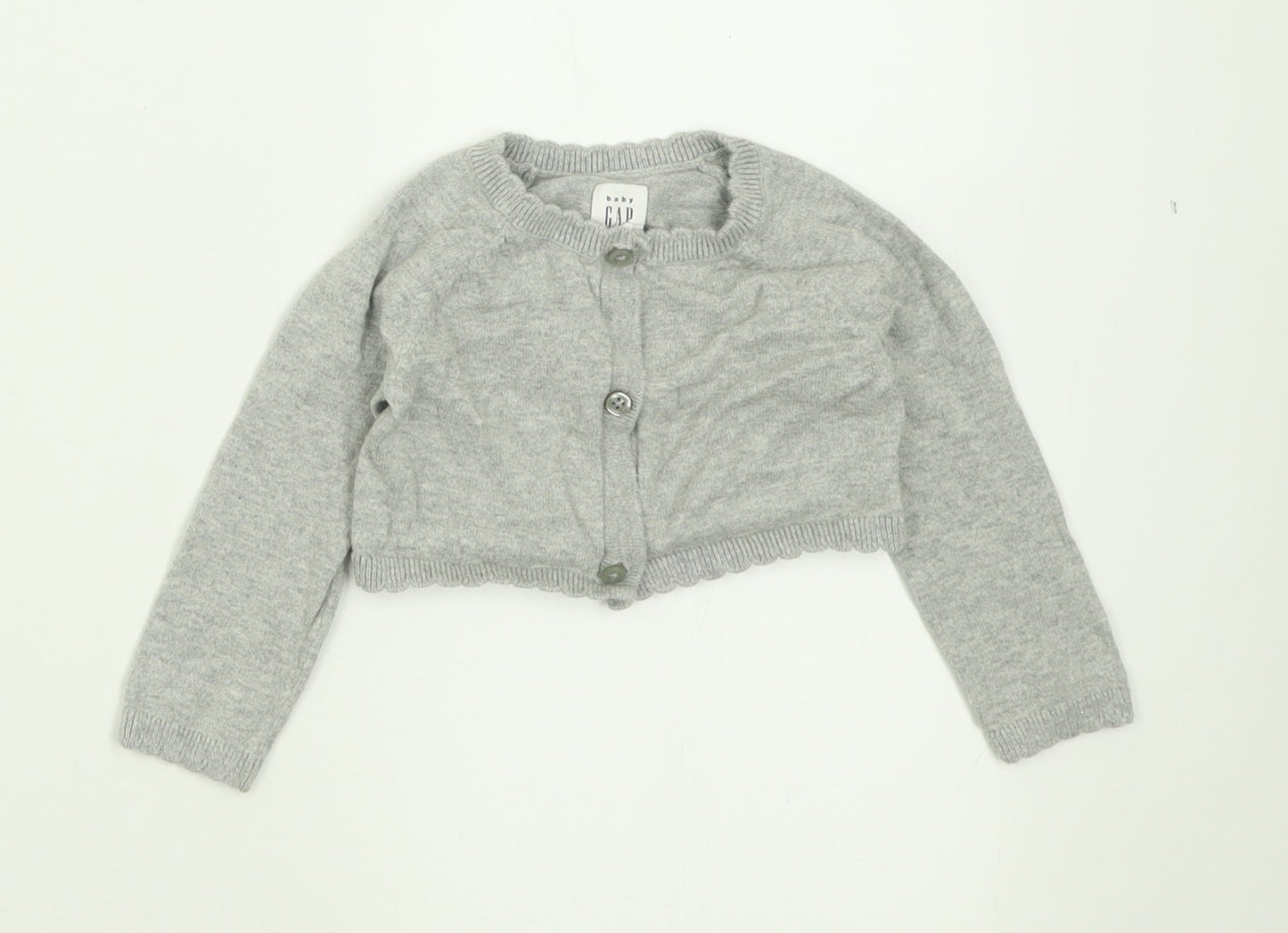 Gap Girls Grey  Cotton Cardigan Jumper Size 12-18 Months  Button