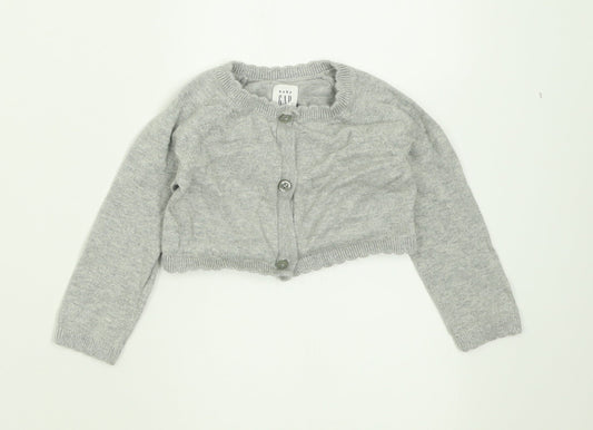 Gap Girls Grey  Cotton Cardigan Jumper Size 12-18 Months  Button