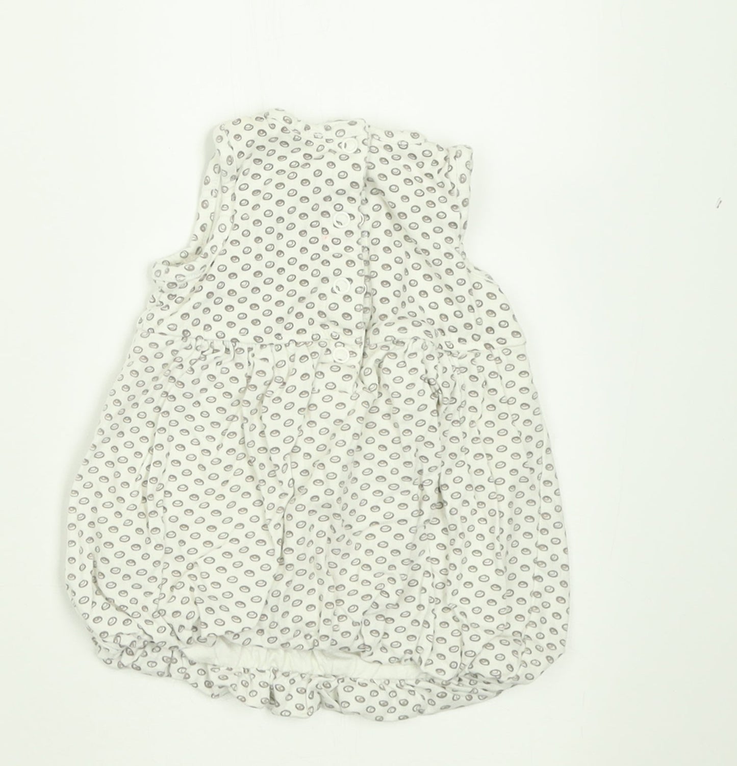 LITTLE NATURAL COLLECTION Girls White Geometric Cotton A-Line  Size 0-3 Months  Crew Neck Button