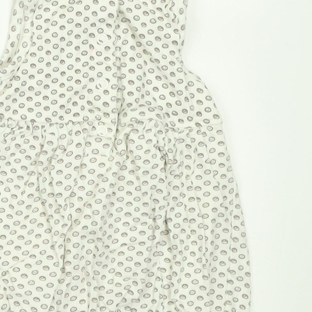 LITTLE NATURAL COLLECTION Girls White Geometric Cotton A-Line  Size 0-3 Months  Crew Neck Button
