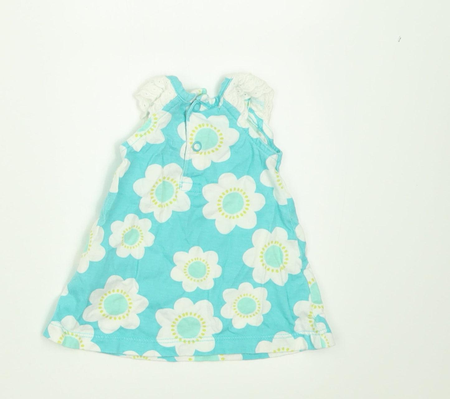Carter's Girls Blue Floral Cotton Basic Tank Size Newborn Crew Neck Button
