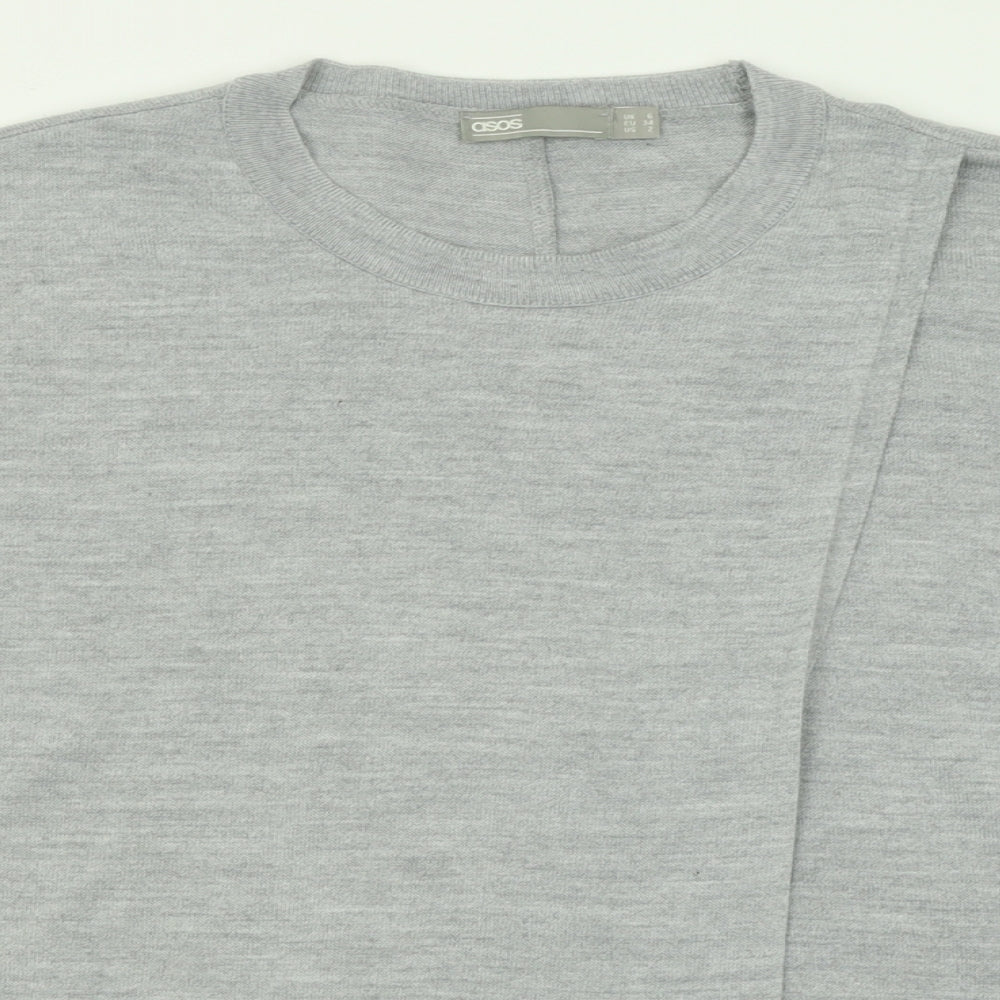 ASOS Womens Grey Crew Neck  Acrylic Pullover Jumper Size 6