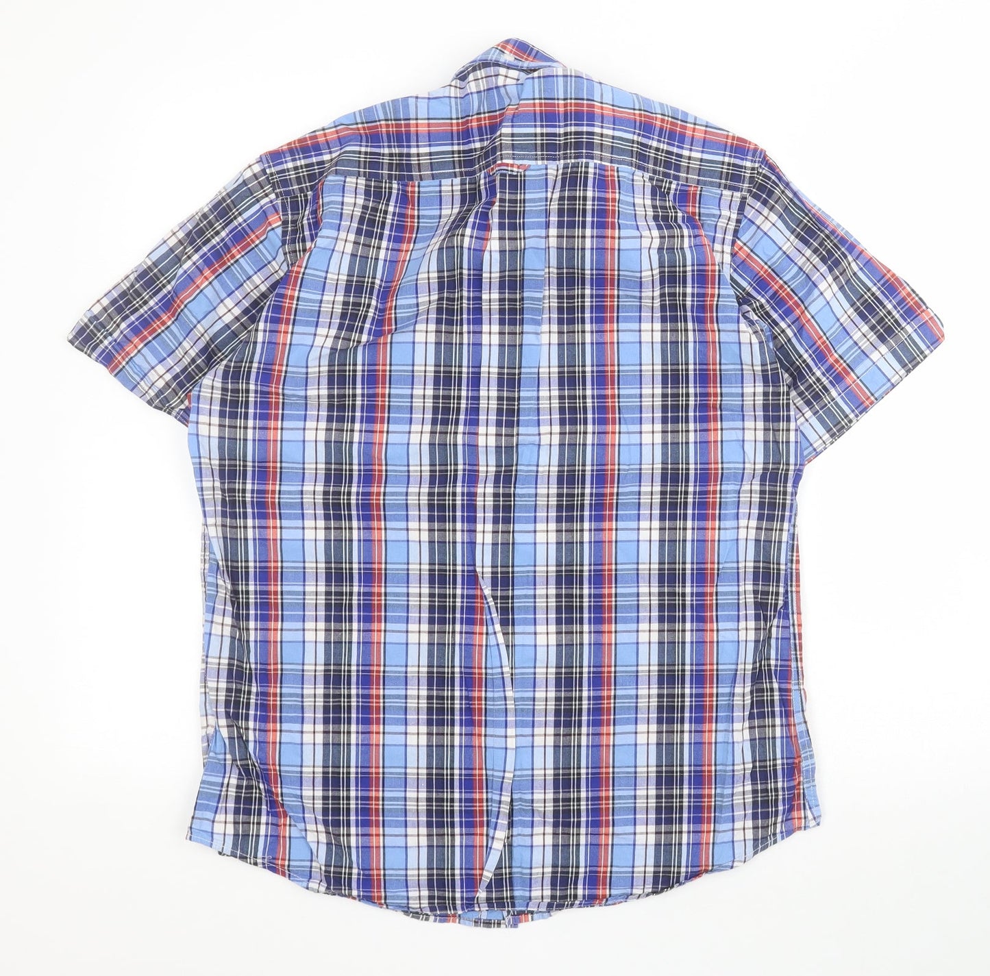 VV Mens Blue Plaid Cotton  Button-Up Size S Collared Button
