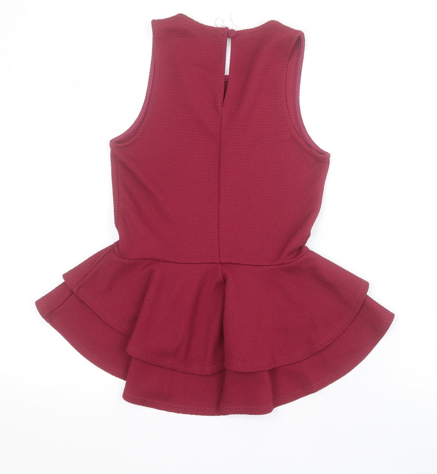 Miss Selfridge Womens Red  Polyester Basic Blouse Size 4 Round Neck - Peplum