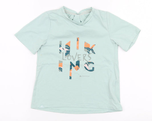 DECATHLON Girls Blue  Polyester Jersey T-Shirt Size 7-8 Years Round Neck Pullover - Hiking