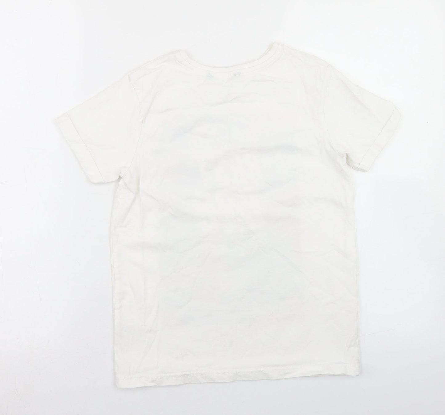 George Boys White  Cotton Basic T-Shirt Size 9-10 Years Crew Neck  - Best Bro