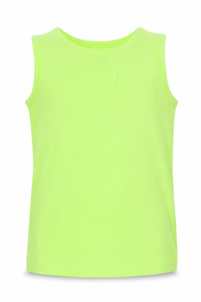 NEXT Boys Yellow  Cotton Basic Tank Size 6 Years Round Neck  - Chest Pocket, Neon
