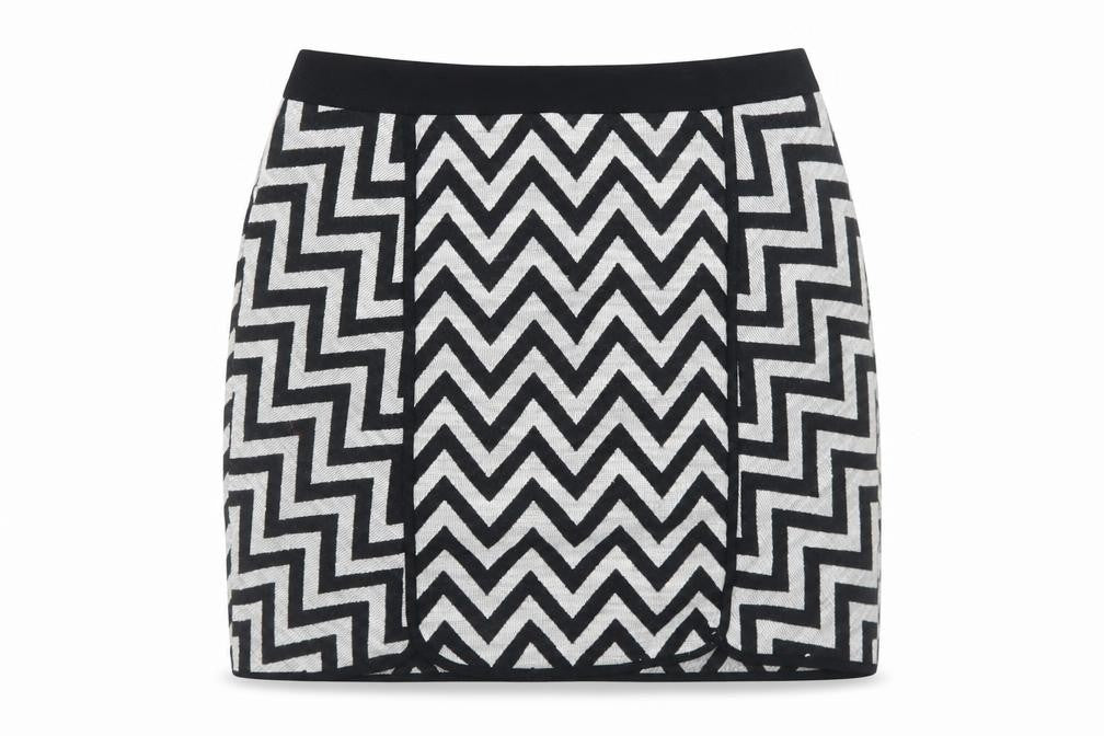 Dunnes Womens Grey Striped Cotton A-Line Skirt Size 10   Zip
