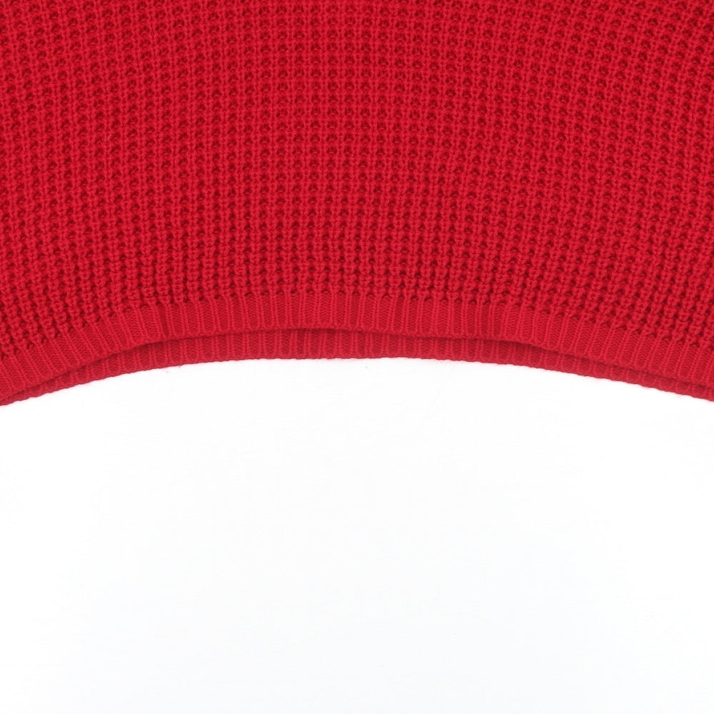 PRETTYLITTLETHING Womens Red Round Neck  Acrylic Pullover Jumper Size M