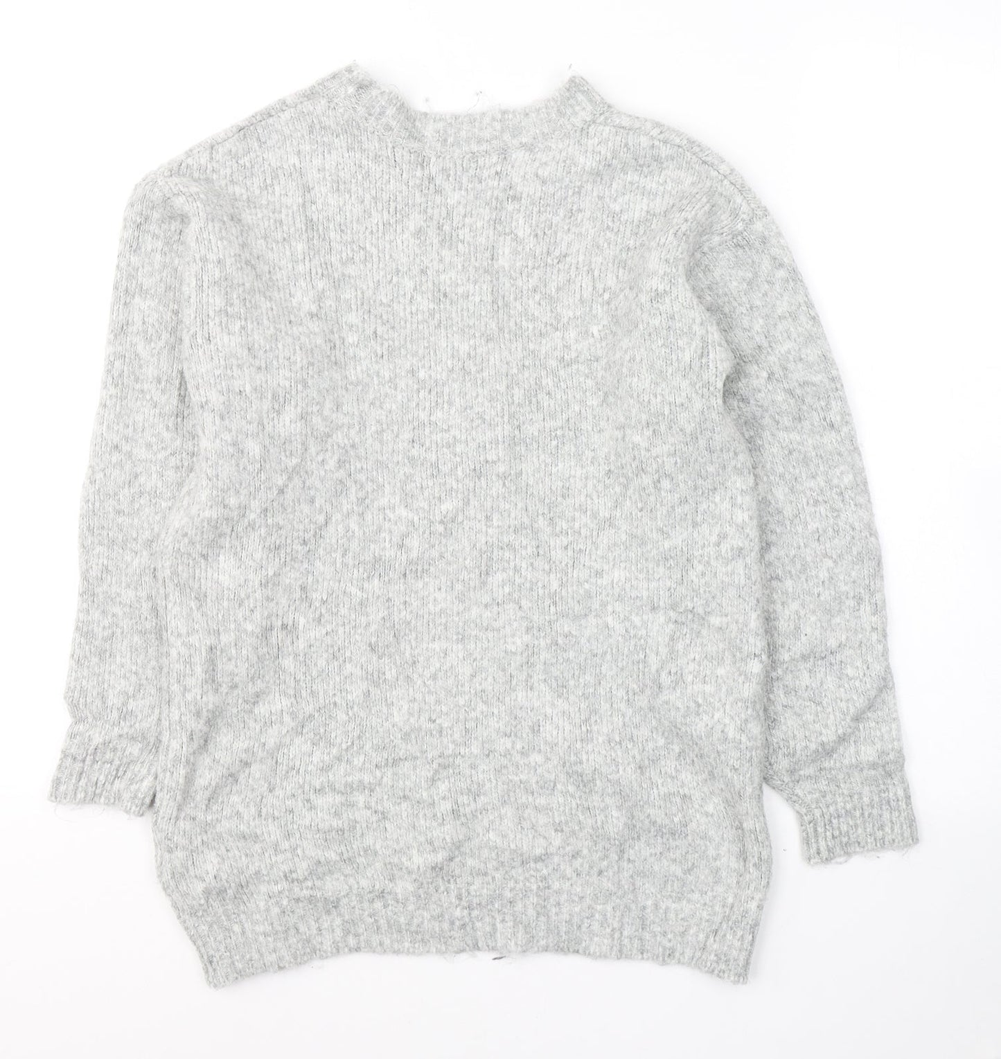 H&M Womens Grey Round Neck  Acrylic Pullover Jumper Size XS