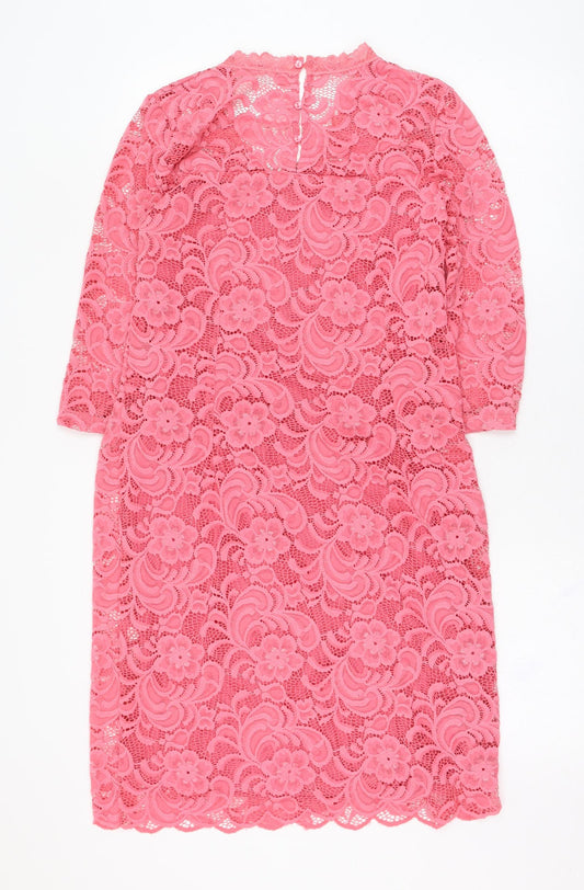 Mama-licious Womens Pink  Cotton Shift  Size M  V-Neck Hook & Eye