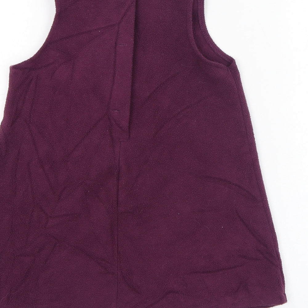 George Girls Purple  Polyester Pinafore/Dungaree Dress  Size 6-9 Months  Round Neck Button - Flower, Fleece