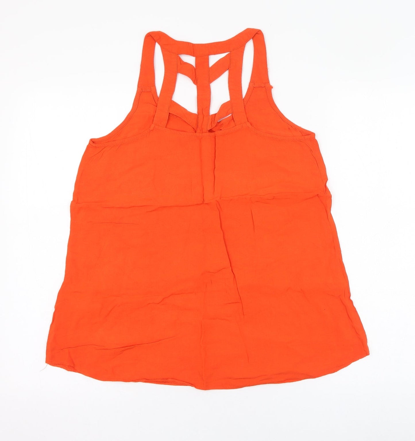 New Look Womens Orange  Viscose Basic Tank Size 10 Round Neck