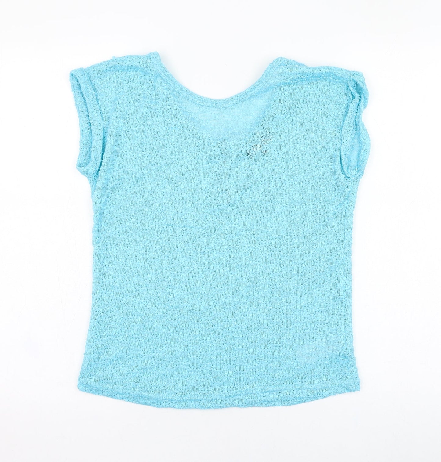 New Look Womens Blue  Polyester Basic T-Shirt Size 8 Round Neck