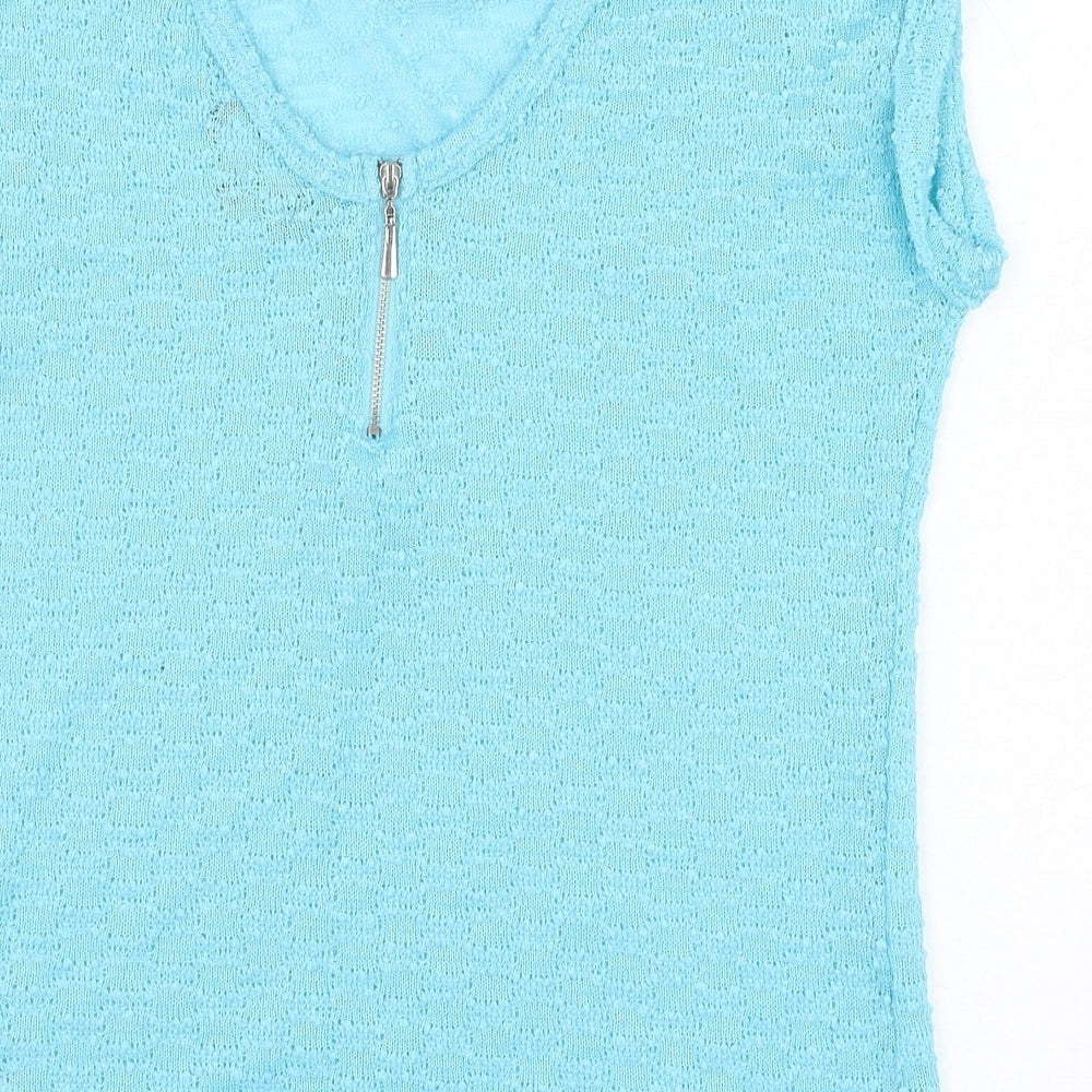 New Look Womens Blue  Polyester Basic T-Shirt Size 8 Round Neck