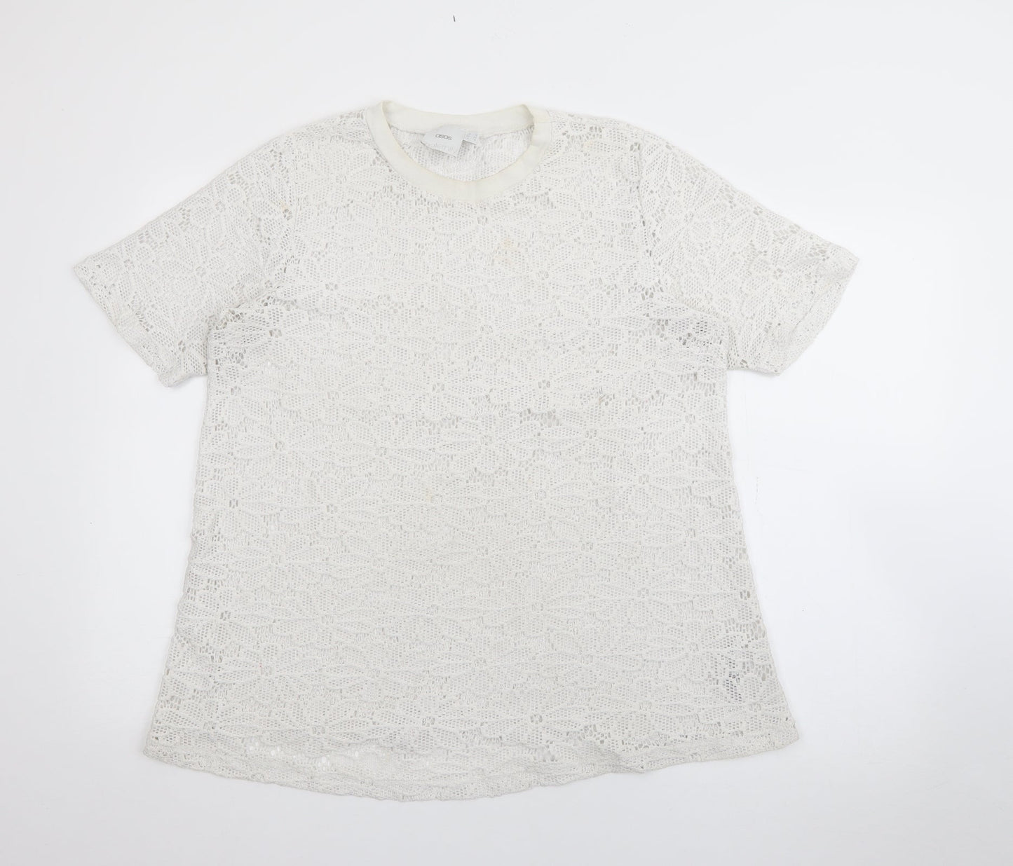 ASOS Womens White Crew Neck  Polyester Pullover Jumper Size 12