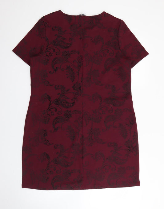 Dorothy Perkins Womens Purple Geometric Polyester Jumper Dress  Size 14  Round Neck