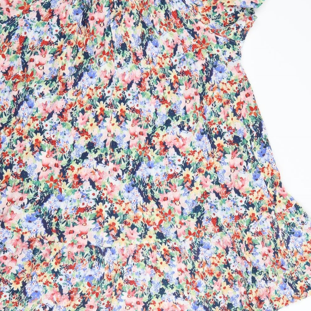 Peacocks Womens Multicoloured Geometric Viscose Shift  Size M  Boat Neck
