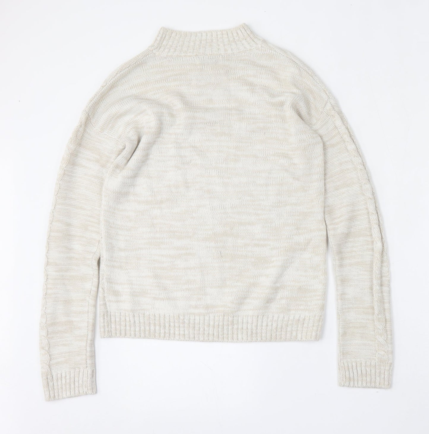 Matalan Womens Beige Round Neck  Acrylic Pullover Jumper Size S