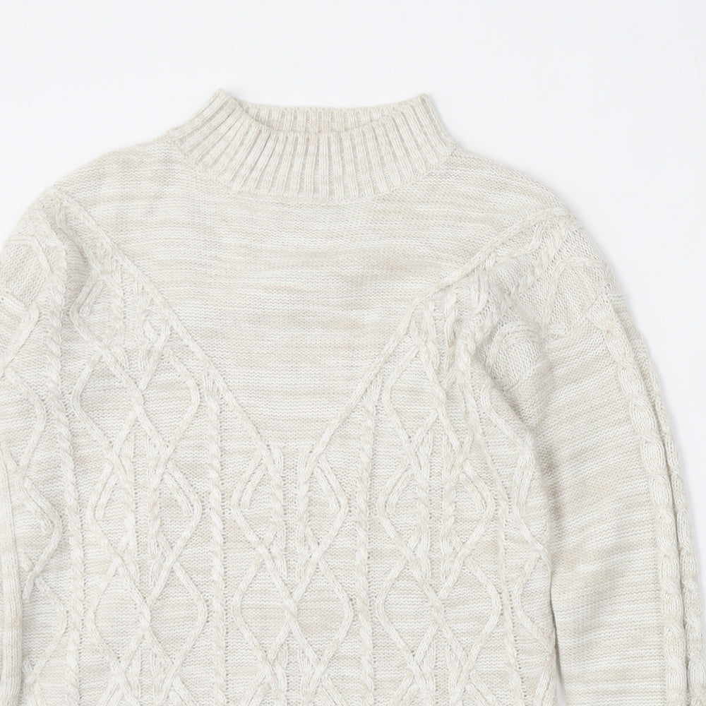 Matalan Womens Beige Round Neck  Acrylic Pullover Jumper Size S