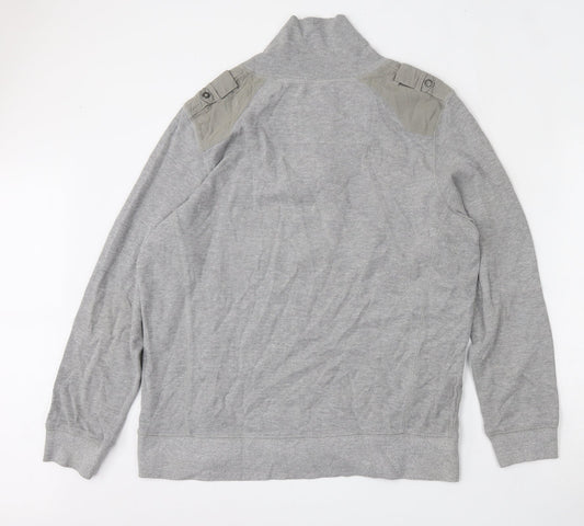 Burton Mens Grey Mock Neck  Cotton Pullover Jumper Size XL