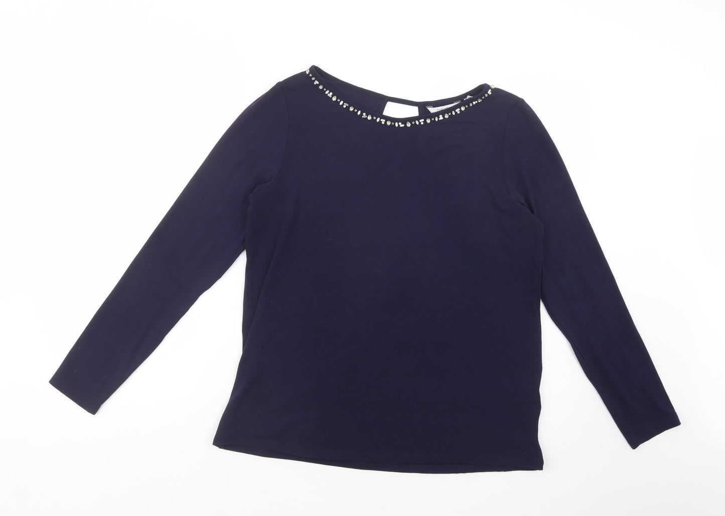 NEXT Womens Blue  Polyester Basic Blouse Size 14 Boat Neck - Embellished Neckline