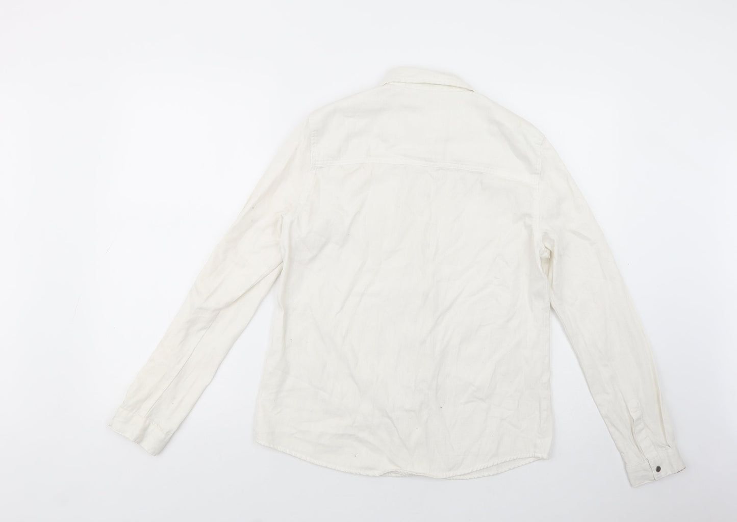 Noisy may Womens Ivory  Cotton Basic Button-Up Size M Collared