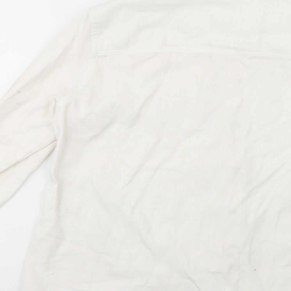 Noisy may Womens Ivory  Cotton Basic Button-Up Size M Collared