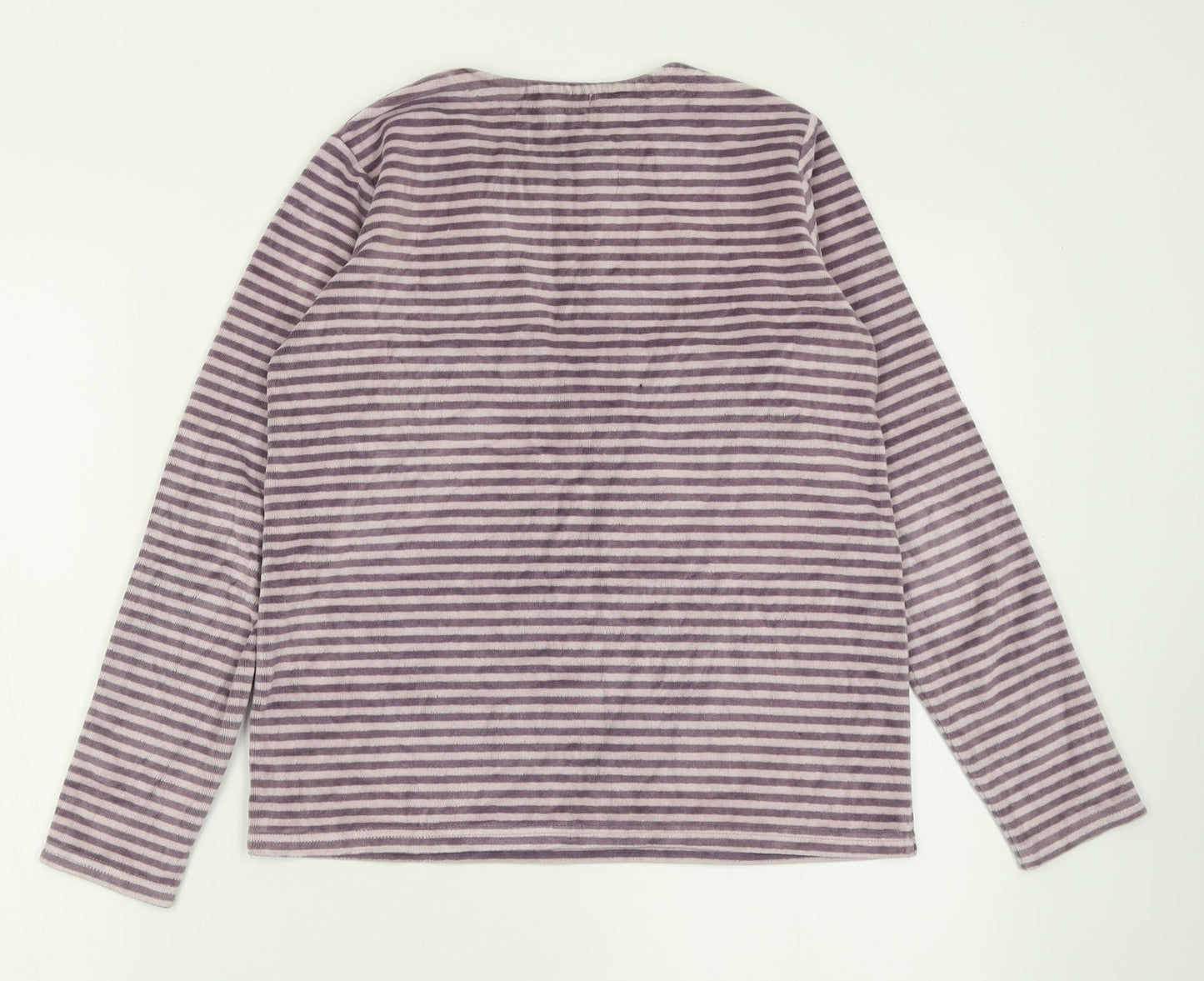 Lisa Rose  Girls Purple Striped Polyester Basic Casual Size 14 Years Crew Neck Pullover