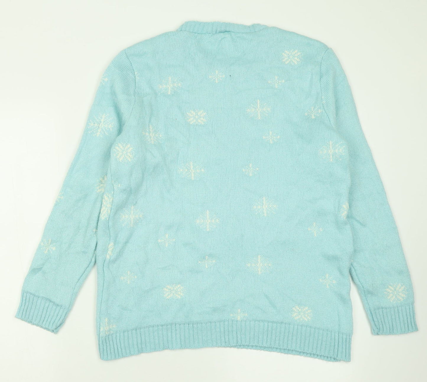 Store Twenty One Womens Blue Collared Geometric Acrylic Pullover Jumper Size M