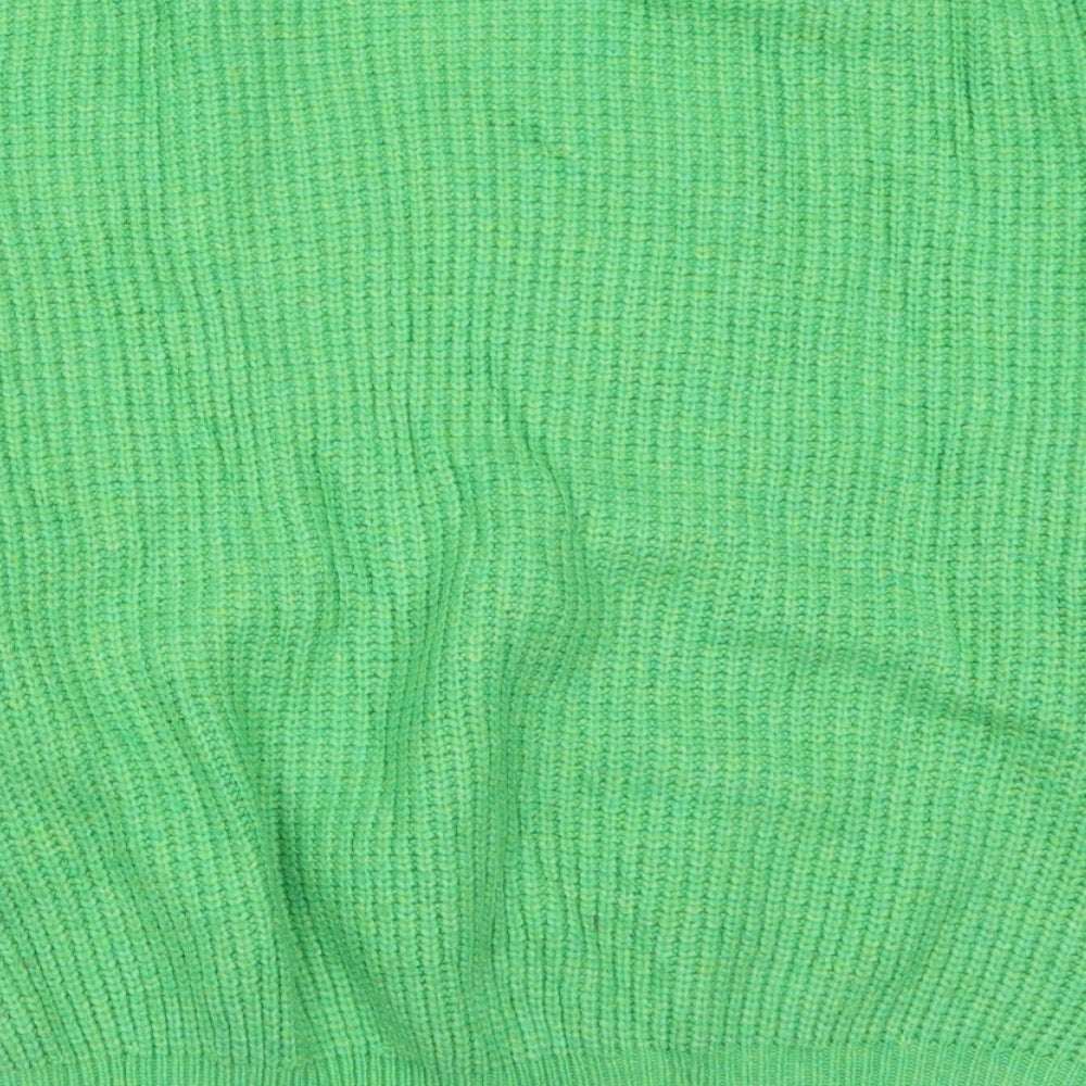 H&M Womens Green Crew Neck  Acrylic Pullover Jumper Size S