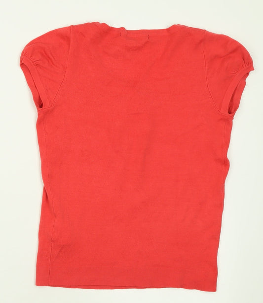 VERO MODA Womens Pink  Acrylic Basic T-Shirt Size S Crew Neck
