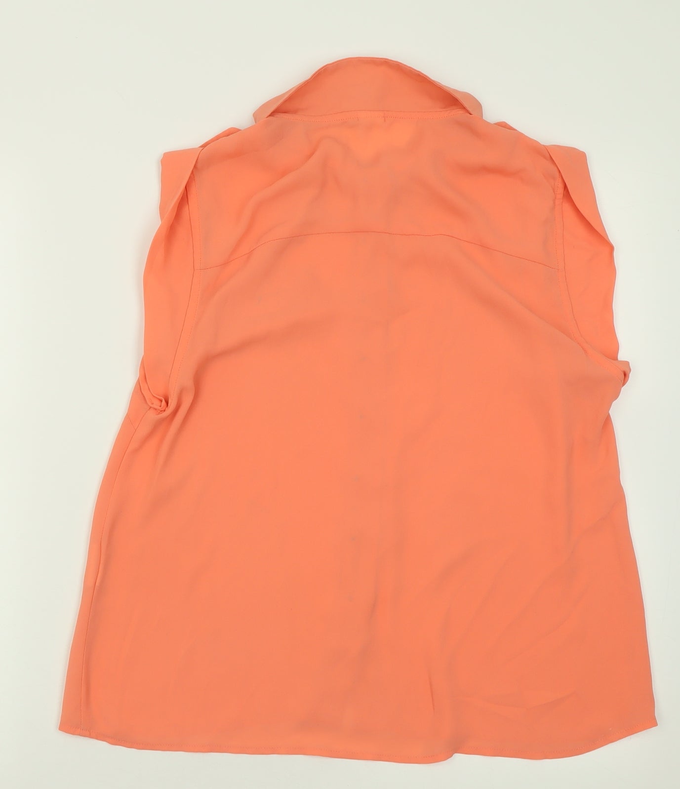VILA Womens Orange  Polyester Basic Button-Up Size L Collared