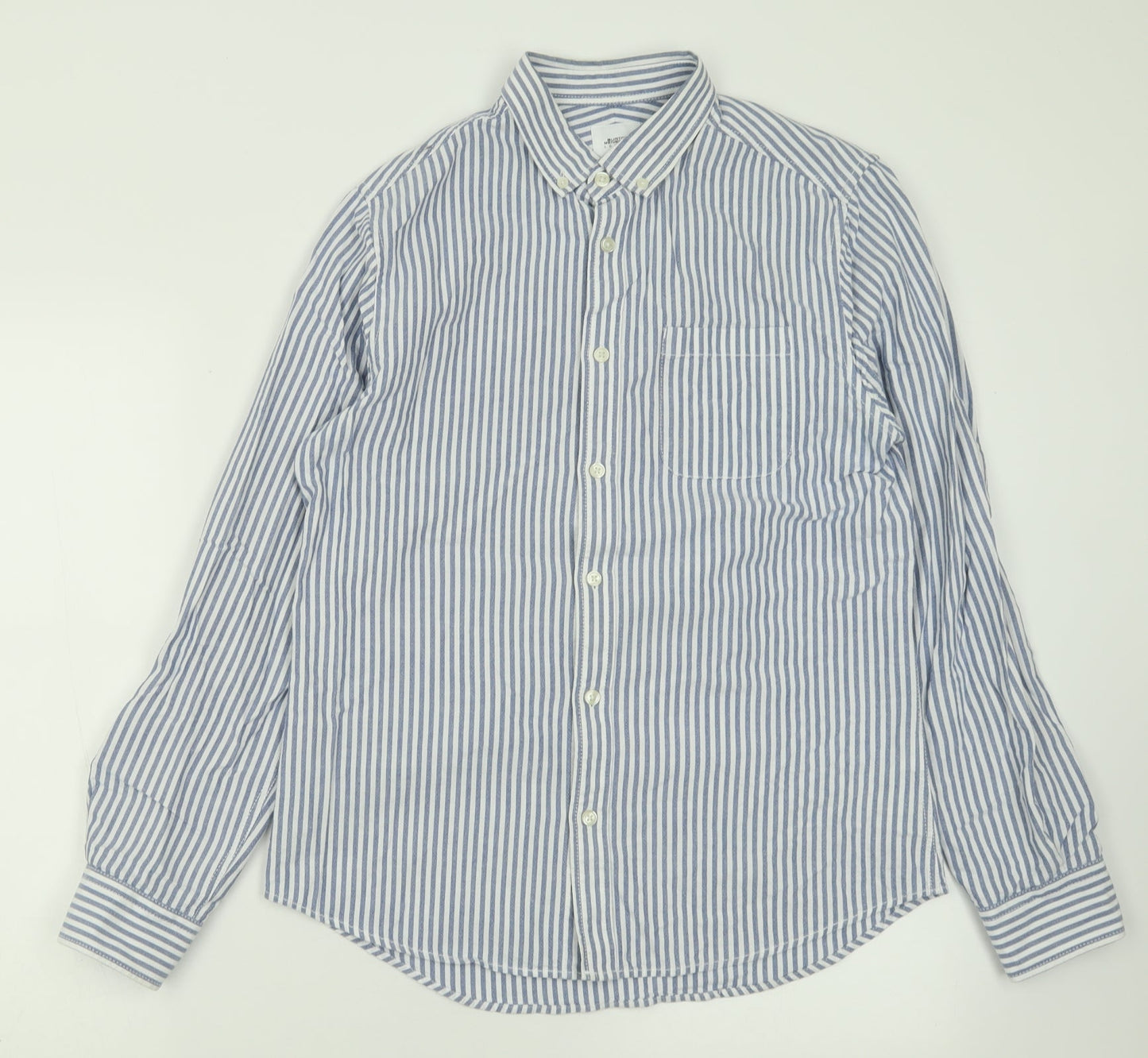 Burton Mens Blue Striped Cotton  Button-Up Size M Collared Button